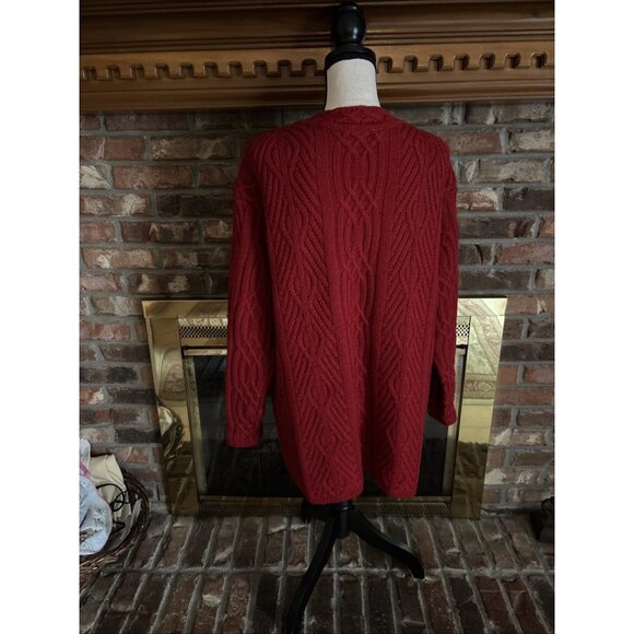 Talbots Red Chunky Red Cardigan 100% Wool Size XL - Picture 3 of 7
